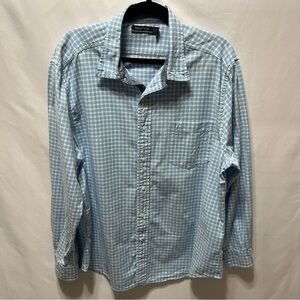 NAUTICA Mens Button Down Long Sleeve Shirt Light Blue Gingham Check Size XL